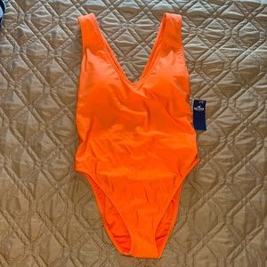 Orange one piece swimsuit